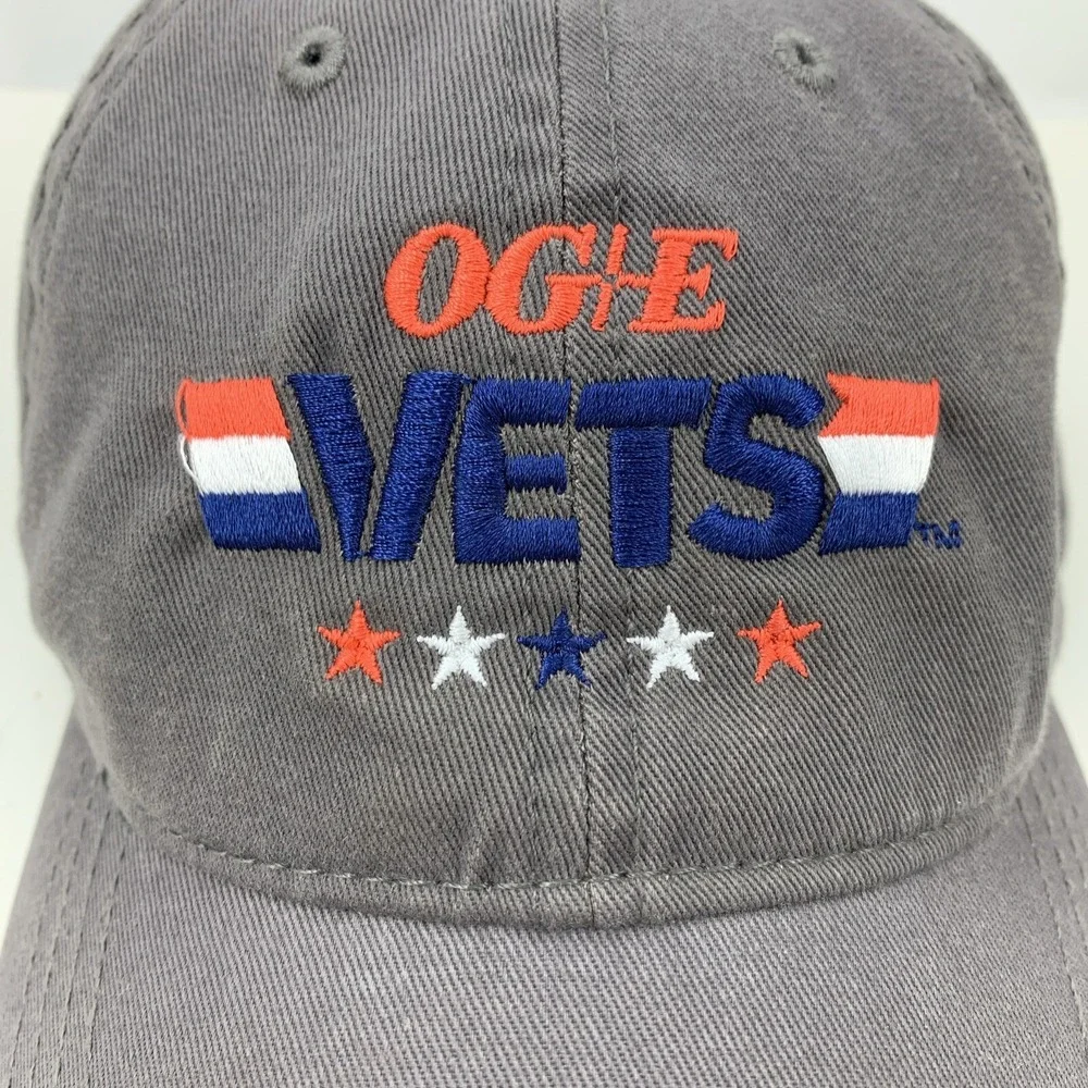 OG&E Vets Hat Gray Adjustable Strapback OSFM Adult Cap America Red White Blue
